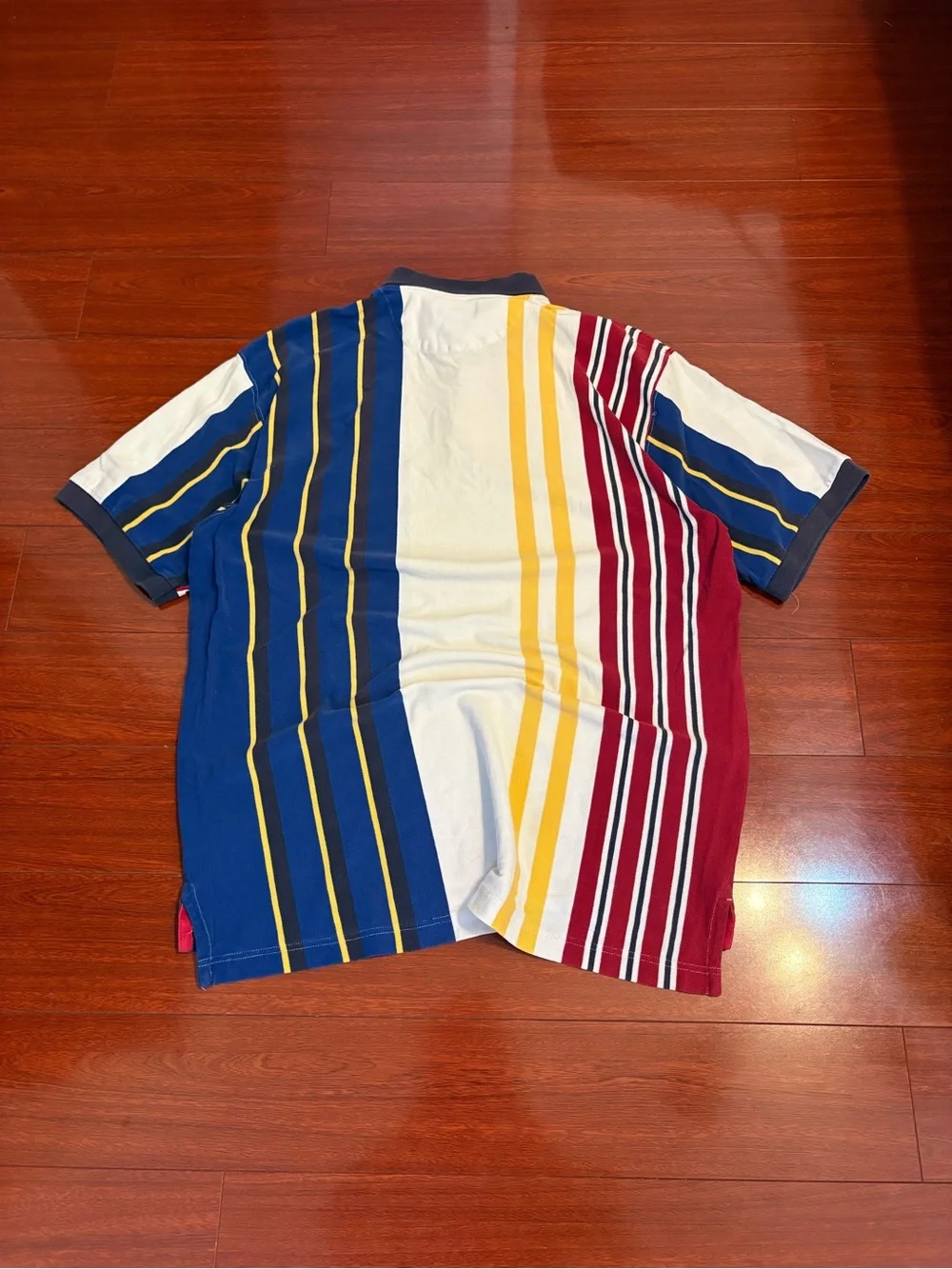 Men’s Vintage Polo Ralph Lauren Color Block Striped Polo Size XXL Red Blue